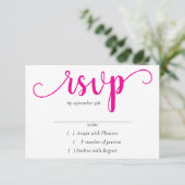 Eenvoudig hot-pink script | Magenta Flourish Event RSVP Kaartje (Staand voorkant)