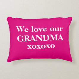 Eenvoudig Hot Pink & White 'We houden van onze oma Accent Kussen
