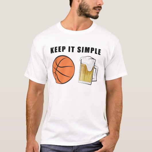 Eenvoudig houden - Basketball en Bier T-shirt (Voorkant)