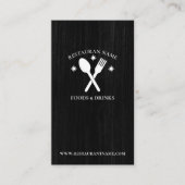 Eenvoudig Houten Getextureerd Restaurant Logo Rust Visitekaartje (Voorkant)
