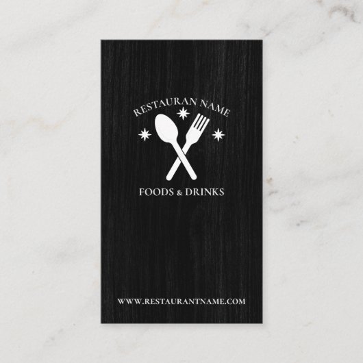 Eenvoudig Houten Getextureerd Restaurant Logo Rust Visitekaartje (Voorkant)