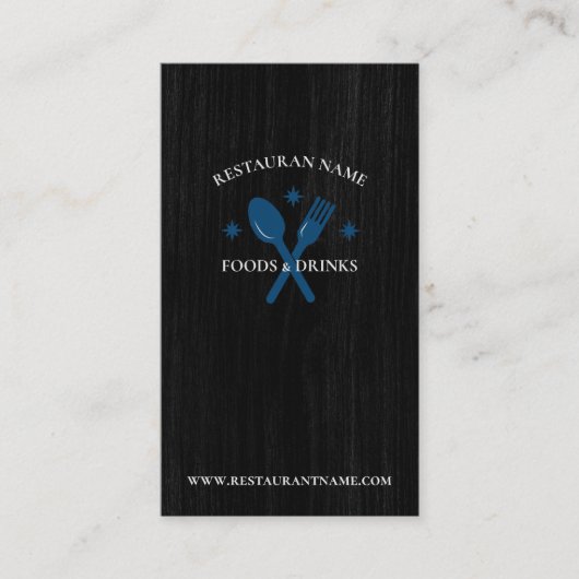 Eenvoudig Houten Getextureerd Restaurant Logo Rust Visitekaartje (Voorkant)