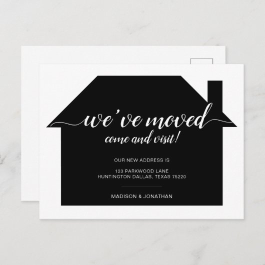 Eenvoudig huis dat we hebben verplaatst aankondigingskaart (Voorkant / Achterkant)