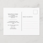 Eenvoudig huis dat we hebben verplaatst aankondigingskaart (Achterkant)