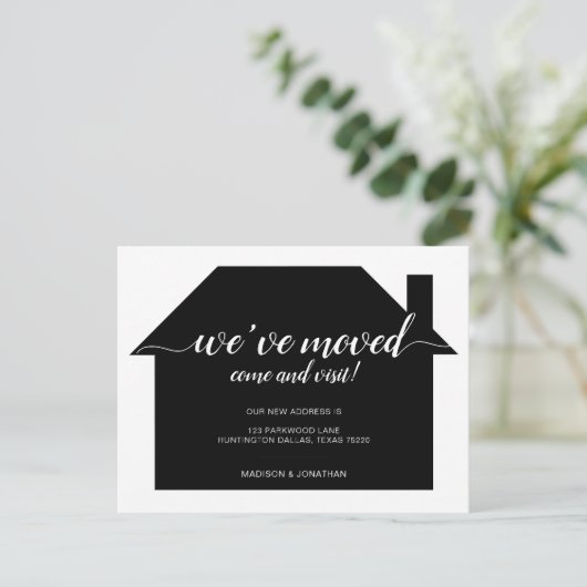 Eenvoudig huis dat we hebben verplaatst aankondigingskaart (Staand voorkant)