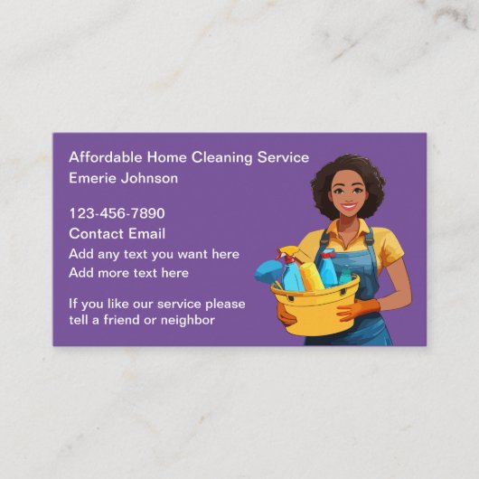 Eenvoudig huis schoonmaken Afro-Amerikaans thema Visitekaartje (Voorkant)