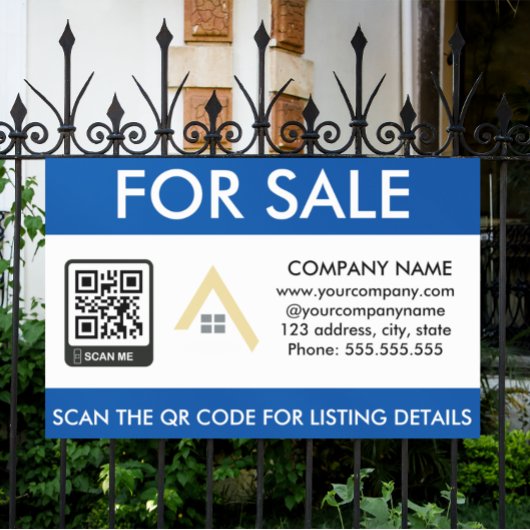 Eenvoudig huis te koop QR Code Business Logo Sign Spandoek