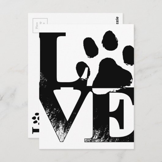 Eenvoudig huisdier liefde poot briefkaart (Voorkant / Achterkant)