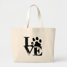 Eenvoudig huisdier liefde poot grote tote bag