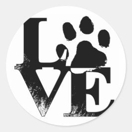 Eenvoudig huisdier liefde poot ronde sticker