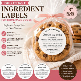 Eenvoudig Huisgemaakt Goederen Ingredientenlabel Ronde Sticker