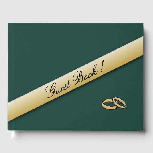 Eenvoudig 'Hunter Green' en 'Gold Wedding Guest Bo Gastenboek (Voorkant)