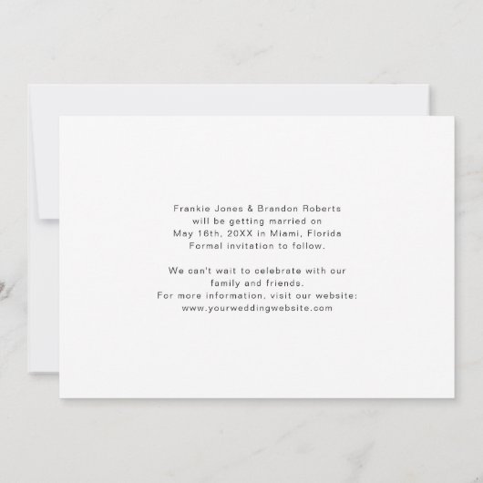 Eenvoudig Huwelijk 3 Foto's Save the Date (Achterkant)