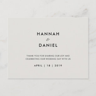 Eenvoudig huwelijk bedankt briefkaart