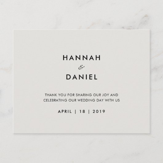 Eenvoudig huwelijk bedankt briefkaart (Voorkant)