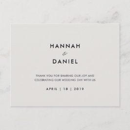 Eenvoudig huwelijk bedankt briefkaart