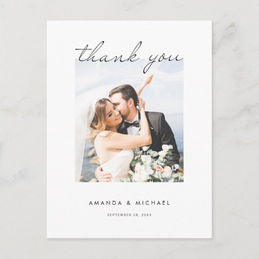Eenvoudig huwelijk: bedankt Briefkaart met foto (Voorkant)