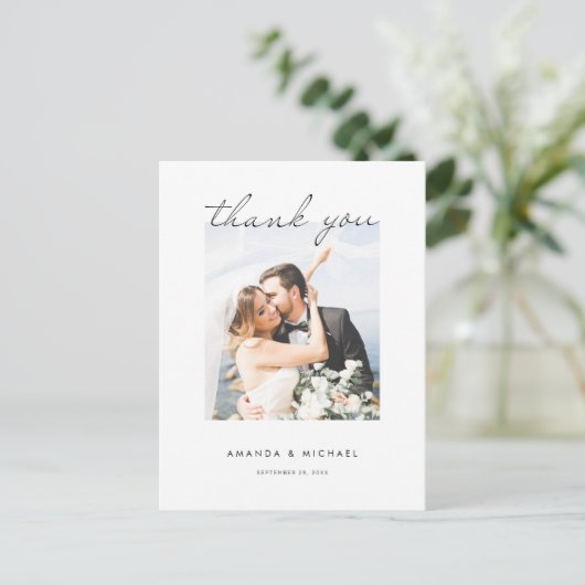 Eenvoudig huwelijk: bedankt Briefkaart met foto (Staand voorkant)