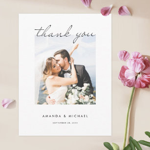 Eenvoudig huwelijk: bedankt Briefkaart met foto