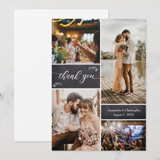 Eenvoudig huwelijk bedankt Foto Collage= (Voorkant / Achterkant)