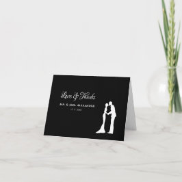 Eenvoudig huwelijk: dank je Black White Bride Groo Bedankkaart
