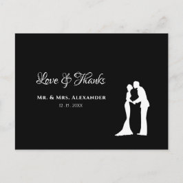 Eenvoudig huwelijk: dank je Black White Bride Groo Briefkaart