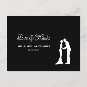Eenvoudig huwelijk: dank je Black White Bride Groo Briefkaart