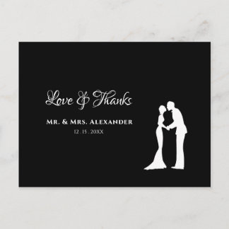 Eenvoudig huwelijk: dank je Black White Bride Groo Briefkaart