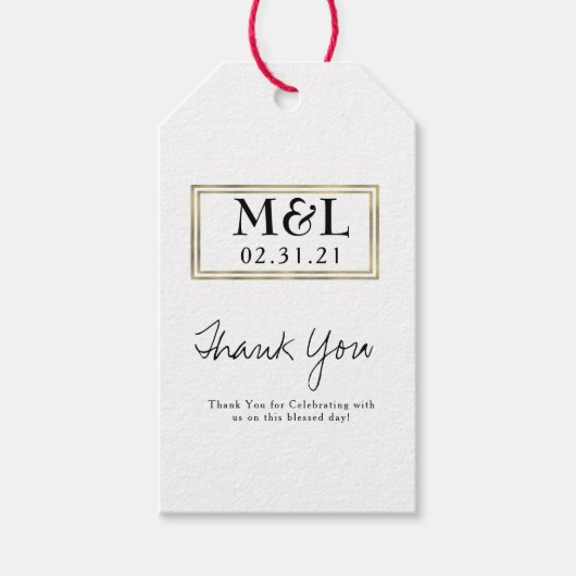 Eenvoudig huwelijk Hartelijk dank voor Faux Gold S Cadeaulabel (Voorkant)