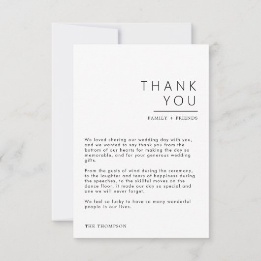 Eenvoudig huwelijk - Hartelijk dank voor uw kaart (Achterkant)