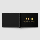 Eenvoudig huwelijk met zwarte en goudmonogram gastenboek (Volledig)