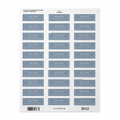 Eenvoudig huwelijk RSVP Dusty Blue en White Etiket (Full Sheet)