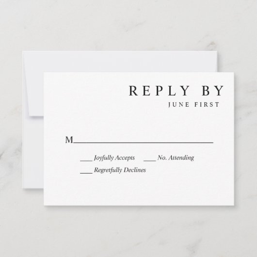 Eenvoudig huwelijk RSVP kaartje (Voorkant)