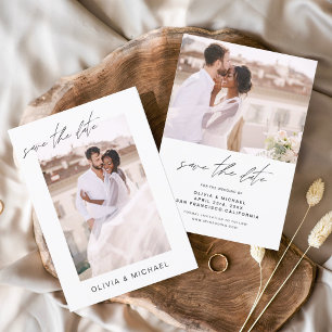 Eenvoudig huwelijk: sla de datum-fotominimalist op save the date