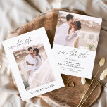 Eenvoudig huwelijk: sla de datum-fotominimalist op save the date<br><div class="desc">Het huwelijk bewaart de Kaarten van de Datum die een foto op de voor en rug hebben. Sparen de kaarten van de Datum bevatten een moderne hand geschreven kromme manuscripttypografie die elegant,  eenvoudig en modern zijn om na u minimalistische eenvoudige trouwdag te gebruiken viering.</div>