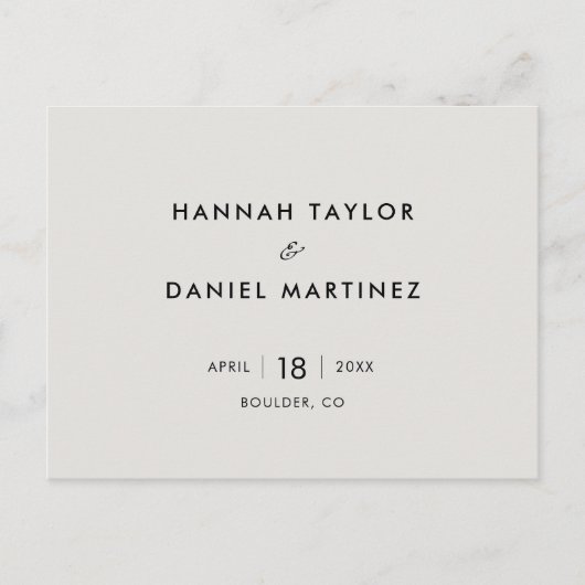Eenvoudig huwelijk sparen de Datum Aankondigingskaart (Voorkant)