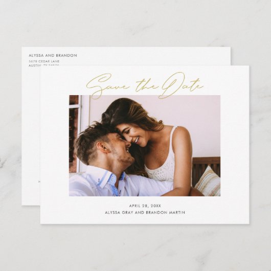 Eenvoudig huwelijk sparen de Datum Aankondigingskaart (Voorkant / Achterkant)