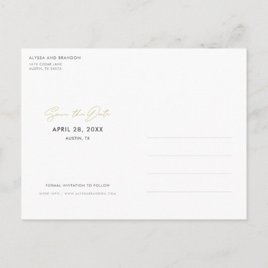 Eenvoudig huwelijk sparen de Datum Aankondigingskaart (Achterkant)