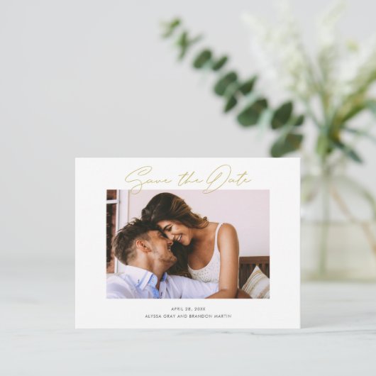 Eenvoudig huwelijk sparen de Datum Aankondigingskaart (Staand voorkant)
