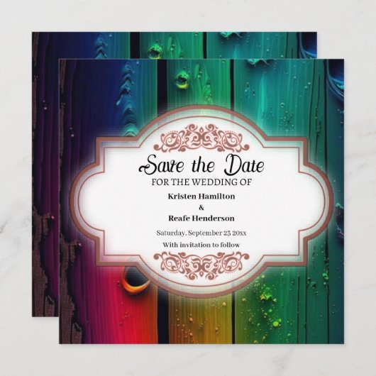 Eenvoudig huwelijk sparen de Datum Kaart (Voorkant / Achterkant)