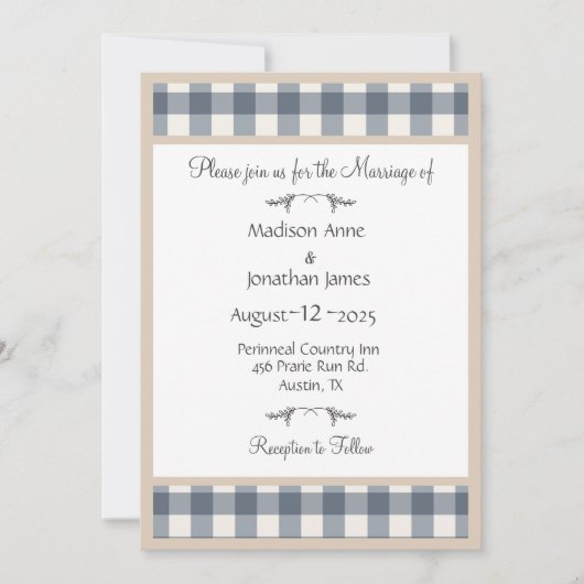 Eenvoudig huwelijk tussen Gingham en Play Gingham Kaart (Voorkant)
