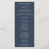 Eenvoudig huwelijk tussen Navy Blue en Ivory Borde Programmakaart (Achterkant)