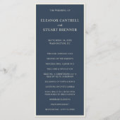 Eenvoudig huwelijk tussen Navy Blue en Ivory Borde Programmakaart (Voorkant)