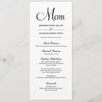 Eenvoudig huwelijksmenu / elegant huwelijksmenu menu