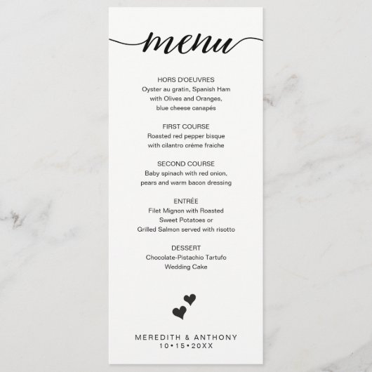 Eenvoudig huwelijksmenu Elegant script Menu