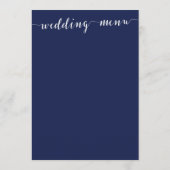Eenvoudig Huwelijksmenu in Marineblauw Menu (Achterkant)