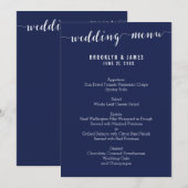 Eenvoudig Huwelijksmenu in Marineblauw Menu (Voorkant / Achterkant)