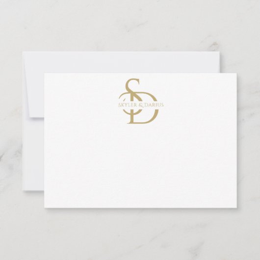 Eenvoudig huwelijksmonogram gepersonaliseerd met n bedankkaart (Voorkant)