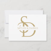 Eenvoudig huwelijksmonogram gepersonaliseerd met n bedankkaart (Achterkant)