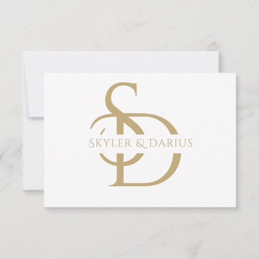 Eenvoudig huwelijksmonogram gepersonaliseerd met n bedankkaart (Achterkant)